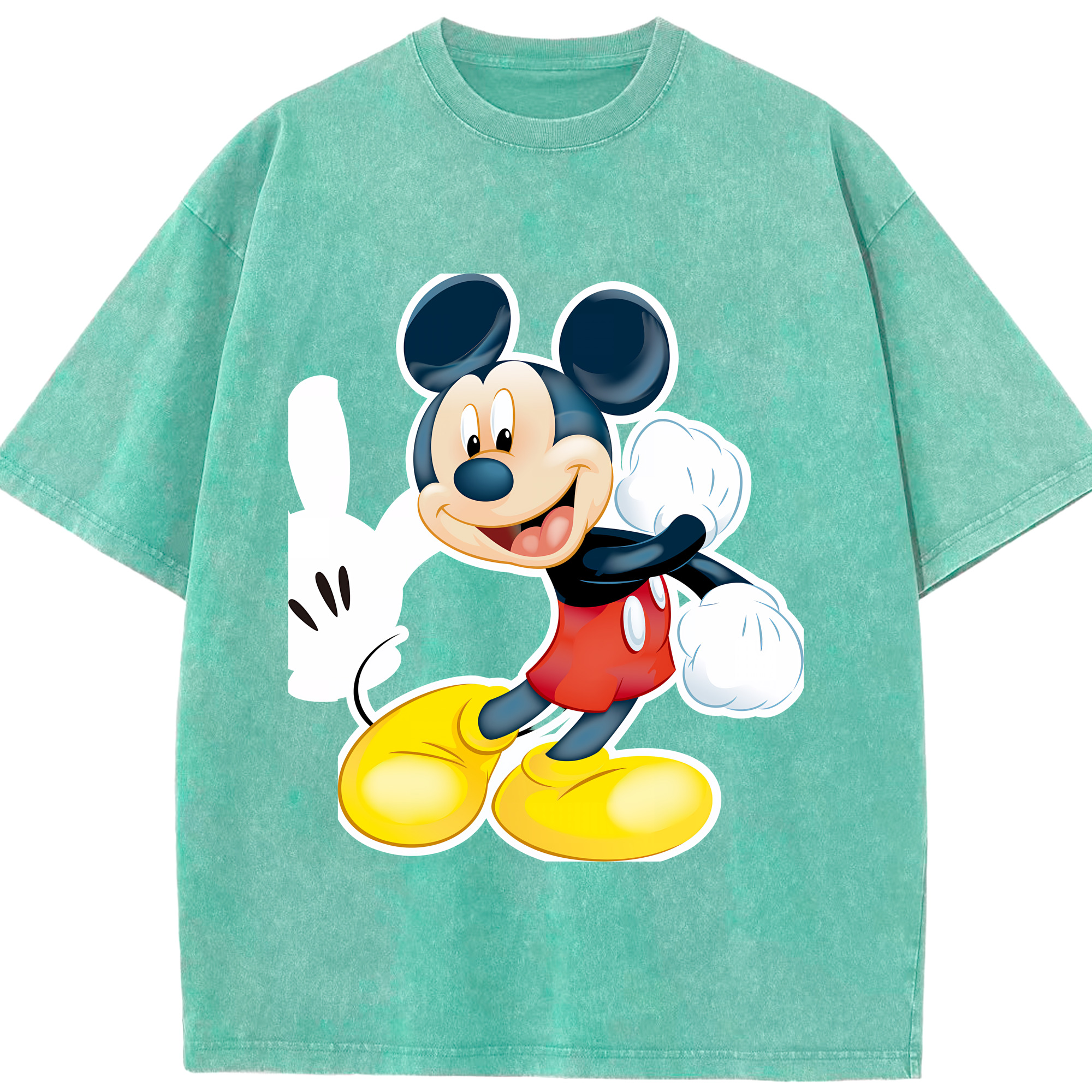 （画像用） ミッキーマウス Mickey Mouse 綿100% ヴィンテージ風 半袖Tシャツ（フロントプリント）
